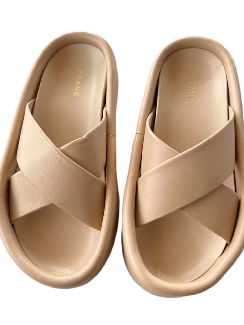 Frame Denim Oatmeal Crisscross Slide Sandals for Women 36